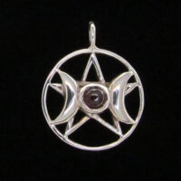Sterling Silver Triple Goddess with Garnet Pendant