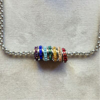 Stainless Steel Roundel Bead with Crystals Chakra Set-Charm