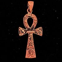 Copper Ankh with Hieroglyphics Pendant
