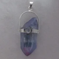Sterling Silver Tanza Aura Natural Quartz Point Pendant w/ 4mm Moonstone