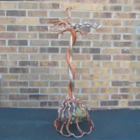 Handcrafted Gemstone Display Trees with Peridot Copper