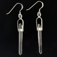 SS DOUBLE TERMINATED QUARTZ DANGLE EARRINGS