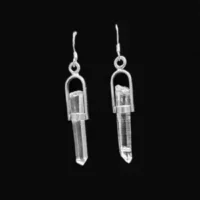 Sterling Silver Natural Quartz Point Dangle Earrings