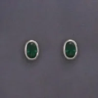 Sterling Silver 6mm x 4mm Nano Emerald-Faceted Stud Earrings