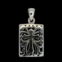 Sterling Silver Cross in Rectangle Pendant