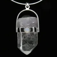 Sterling Silver Natural Quartz Point with Moonstone Pendant