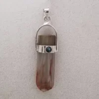 SS ANGEL PHANTOM QUARTZ PENDANT WITH MOONSTONE