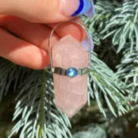 SS ROSE QUARTZ PENDANT WITH MOONSTONE ACCENT