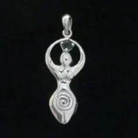Sterling Silver Goddess Spiral with Sapphire-Medium Pendant