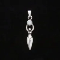 Sterling Silver Goddess with Cabochon Fiber Optic Pendant