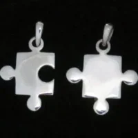 Sterling Silver Puzzle Pieces-2pc Set Pendant