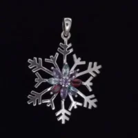 Sterling Silver Snowflake w/ 8 Natural Assorted Gemstone Pendant