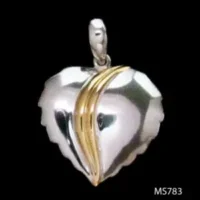 Sterling Silver Aspen Leaf Heart with Yellow Gold and Rhodium Overlay Pendant