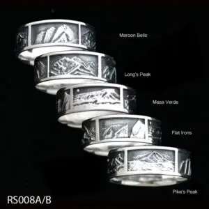 Sterling Silver Colorado Mountain Scenes (Sz. 10-12) Ring