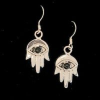 Sterling Silver Hamsa with Black Onyx Earrings