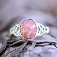 Sterling Silver Celtic wtih 8mm x 10mm Rhodochrosite Ring