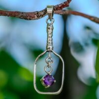 Sterling Silver Pickleball Racket With 5mm Amethyst