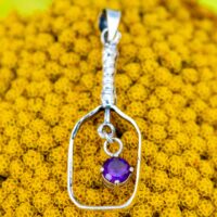 Sterling Silver Pickleball Racket With 5mm Amethyst