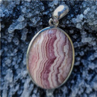Sterling Silver Rhodochrosite Oval Pendant